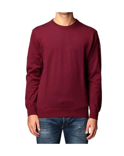 Paul & Shark Red Round-Necked Logo Pullover for men