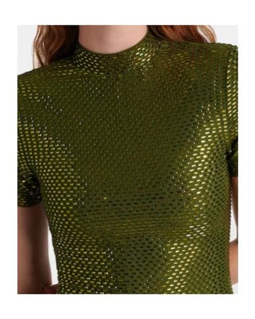 Self-Portrait Green Embellished Mesh Maxi Dress