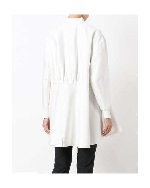 Moncler White Striped Flared Casual Jacket