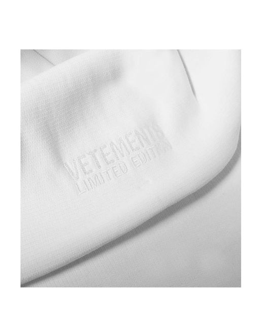 Vetements White Logo-Print Drawstring Hoodie for men