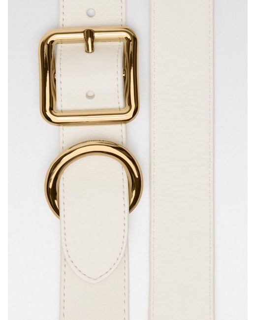 Jacquemus White Geometric-Buckle Leather Belt