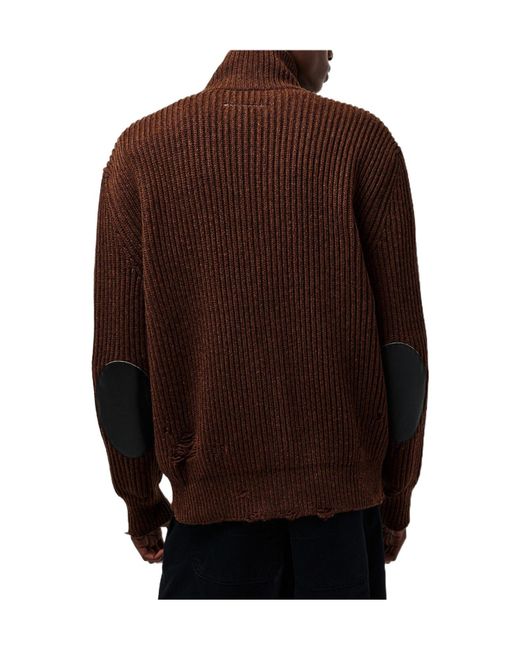 MM6 by Maison Margiela Brown Zip-Through Knitted Cardigan for men