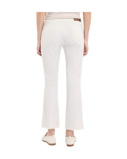 Fay White Logo Patch 5-Pocket Trousers