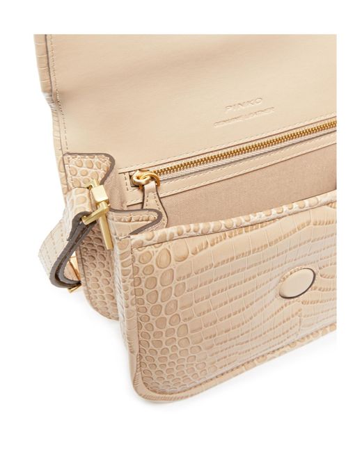 Pinko Natural Love Birds Box Embossed Mini Shoulder Bag