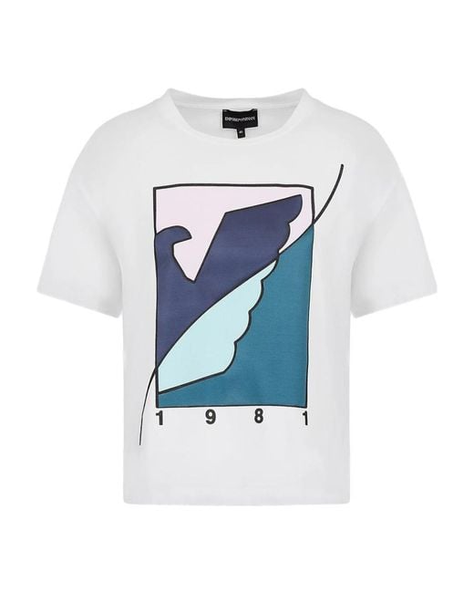 Emporio Armani Blue T-Shirt With Round Neck And Short Sleeves