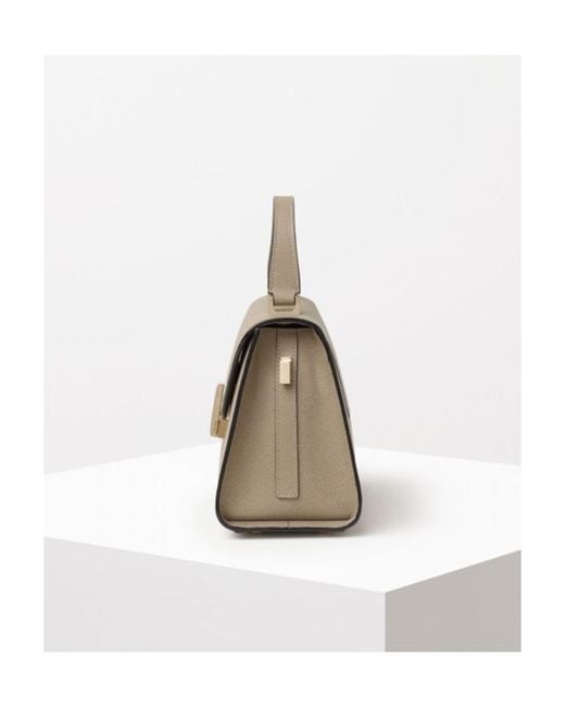 Valextra Natural Iside Foldover Mini Top Handle Bag