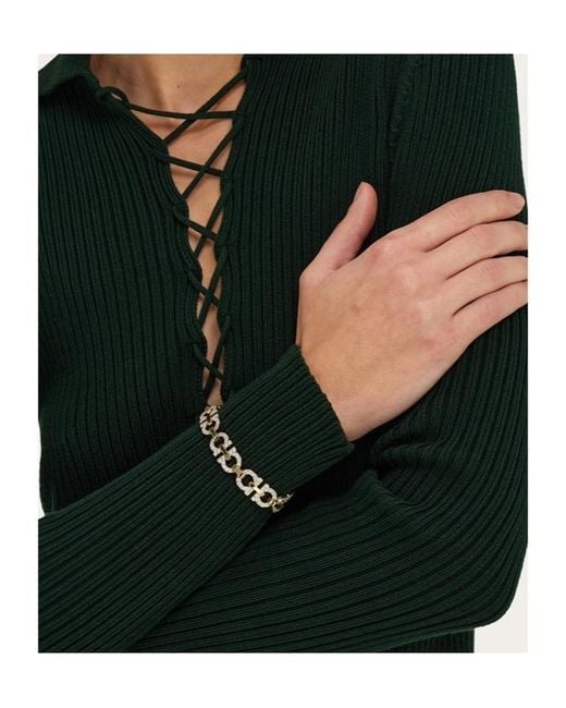 Ferragamo Metallic Gancini Crystal-Embellished Bracelet