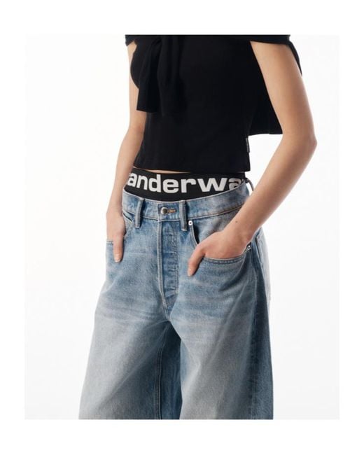 Alexander Wang Blue Logo Band Balloon Jeans