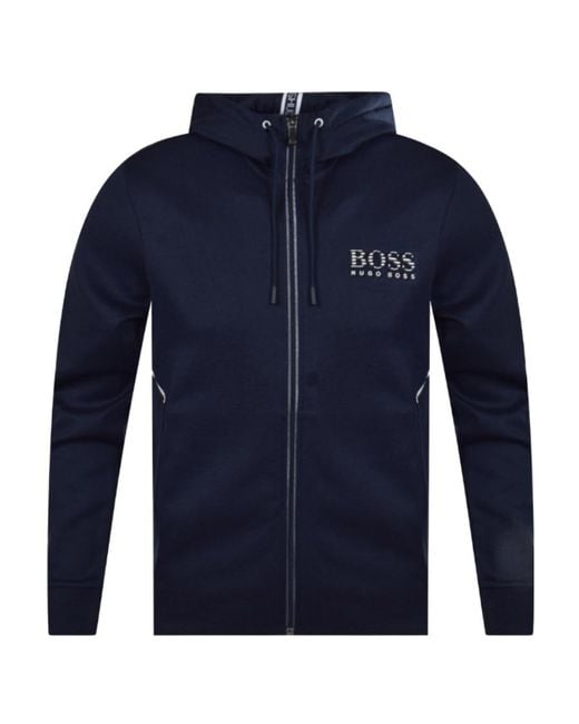 Boss Blue Logo Hooded Casual Jacket for men