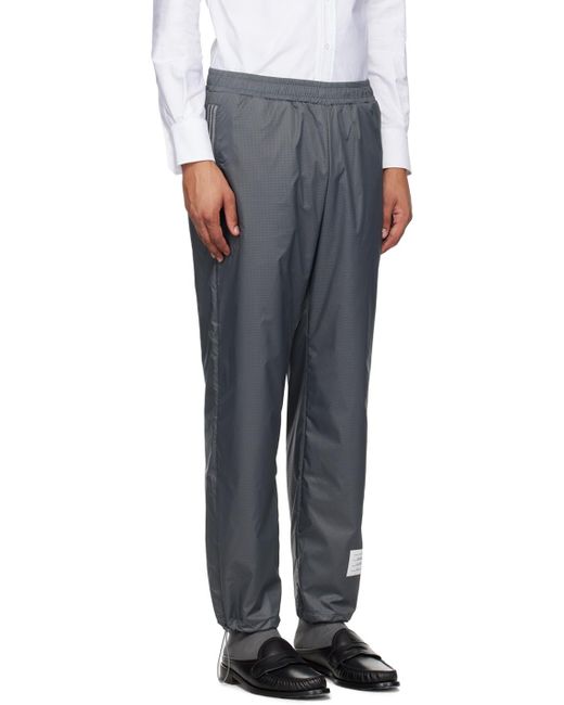 Thom Browne Gray Logo-Patch Sheer-Ripstop Track Pants for men