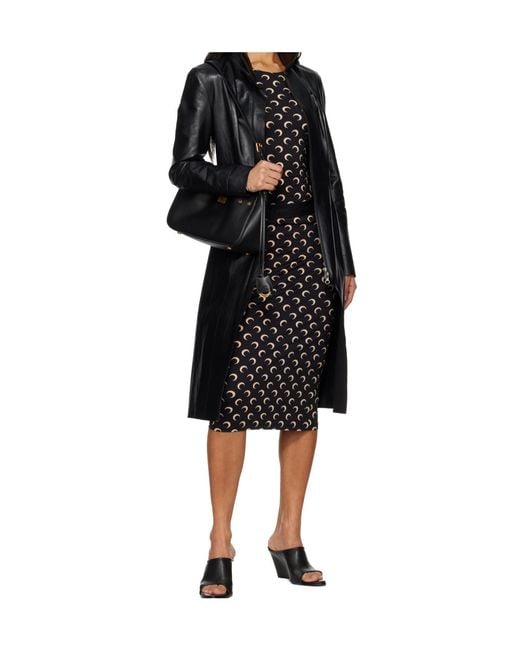 MARINE SERRE Black Moon Printed Jersey Midi Skirt