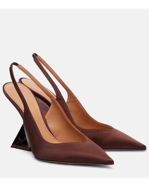 The Attico Brown Satin Wedge Sandals