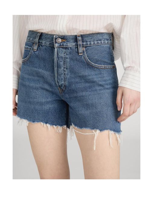 FRAME Blue The Long Hang Shorts