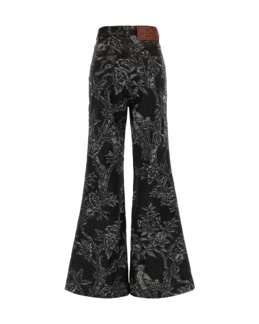 Etro Black Jacquard Flared Jeans