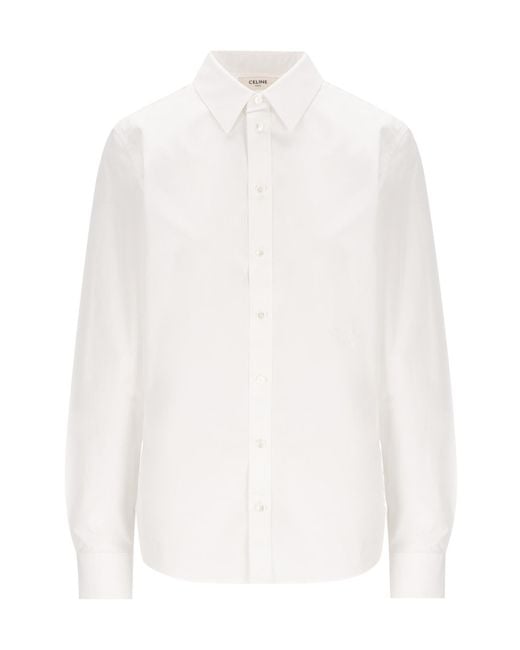 Céline White Long-Sleeved Shirt