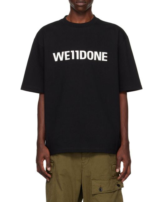 we11done Blue Logo-Print Cotton T-Shirt for men