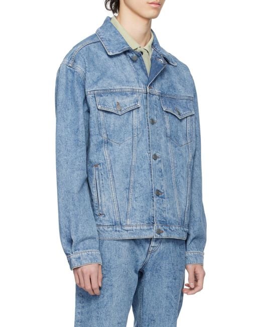 Boss Blue Long Sleeved Button-Down Denim Jacket for men