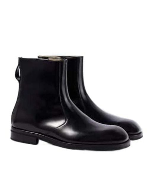 Lemaire Black Leather Ankle Boots for men