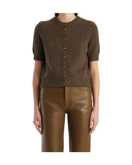 Khaite Green Cropped Shortsleeve Knit Cardigan