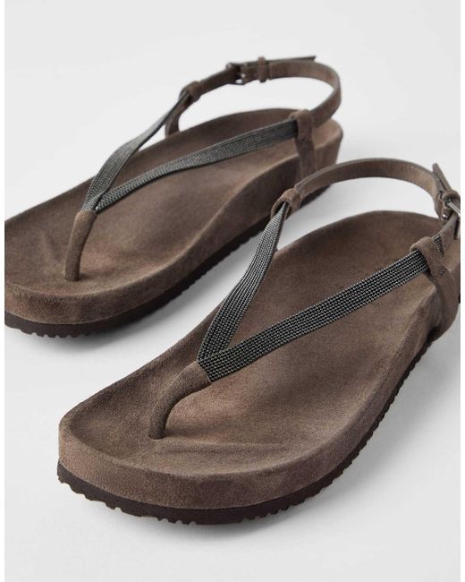 Brunello Cucinelli Brown Leather Sandals