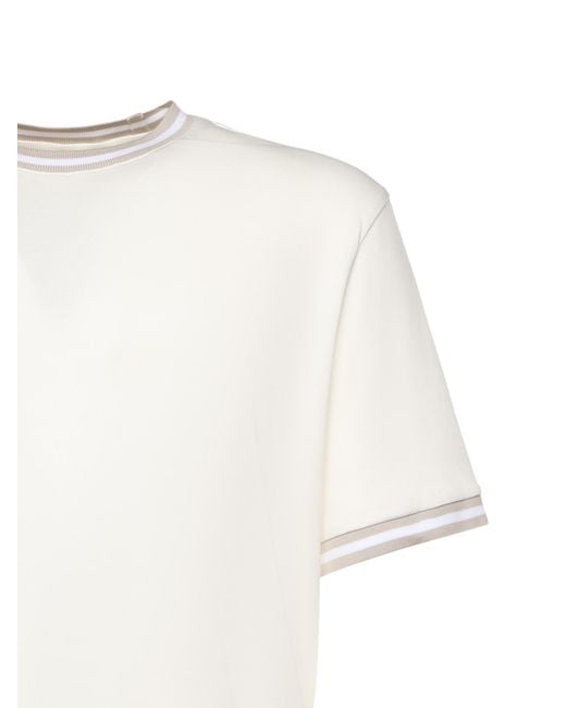 Eleventy White Stripe Trim Crew Neck T-Shirt for men