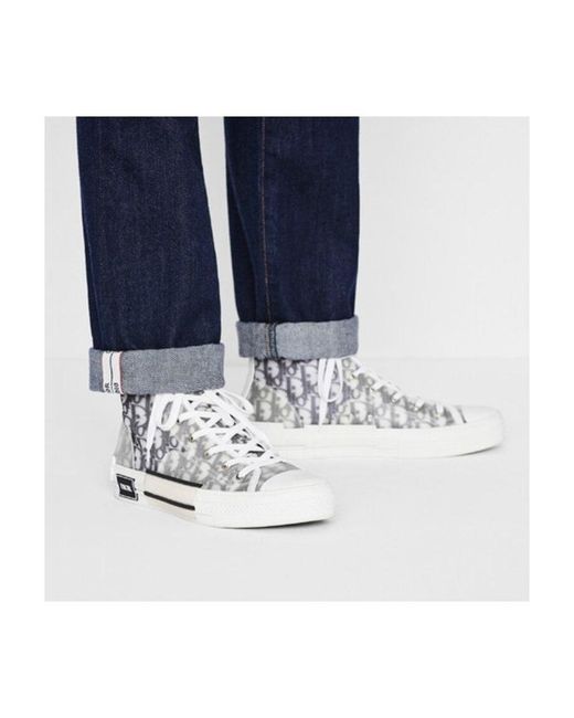 Dior White Homme B23 Oblique High-Top Sneakers for men