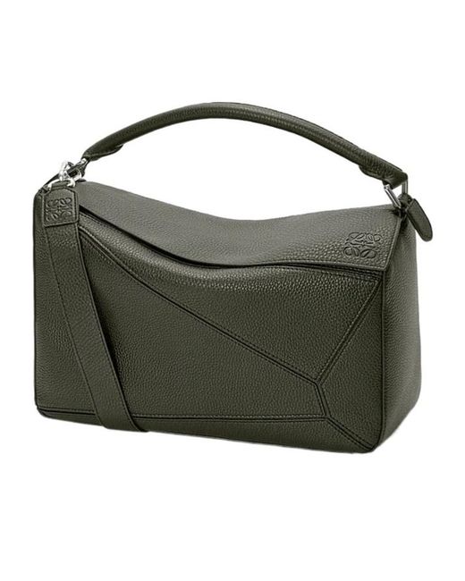 Loewe Green Large Puzzle Leather Shoulder Bag for men