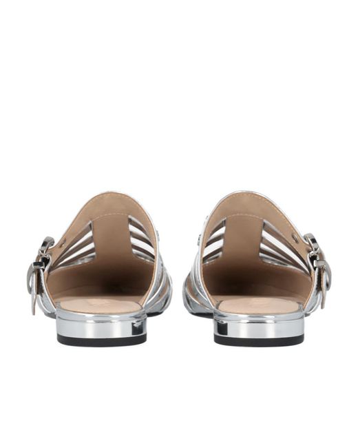 Pinko White Leather Mules