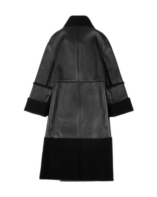Entire studios Black Shearling Long Coat for men