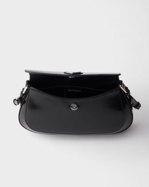 Prada Black Cleo Brushed Leather Shoulder Bag