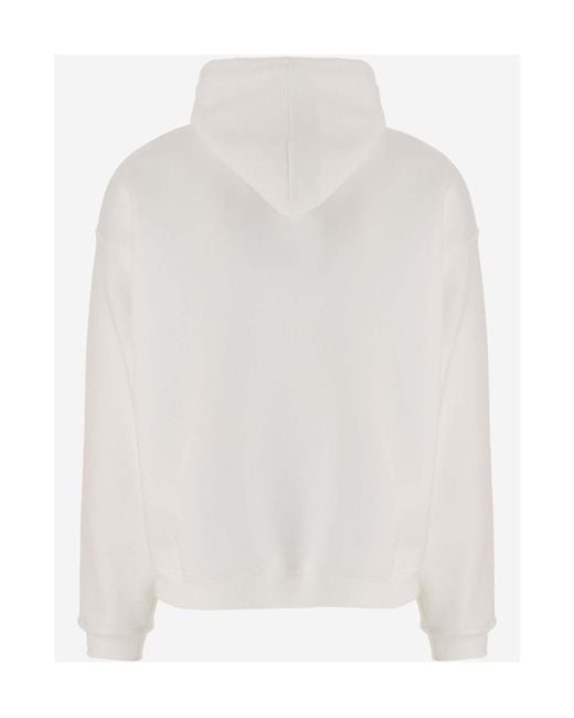 DSquared² White Logo Printed Drawstring Hoodie for men