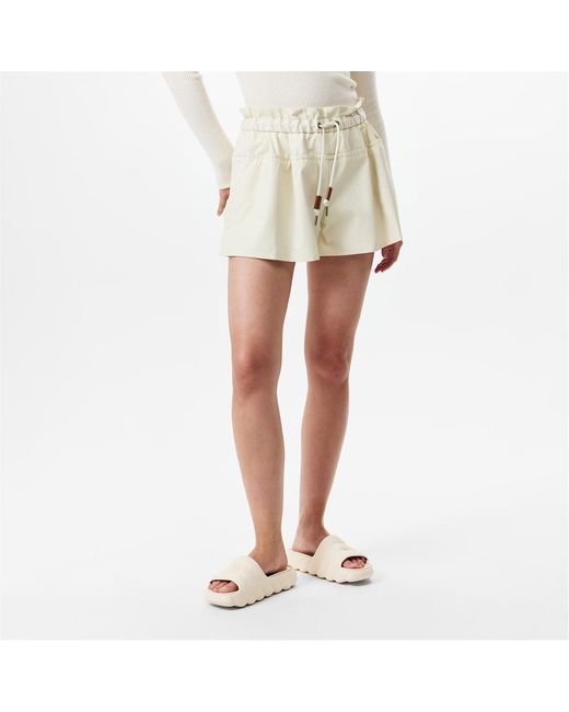 Moncler White Elastic Waist Shorts