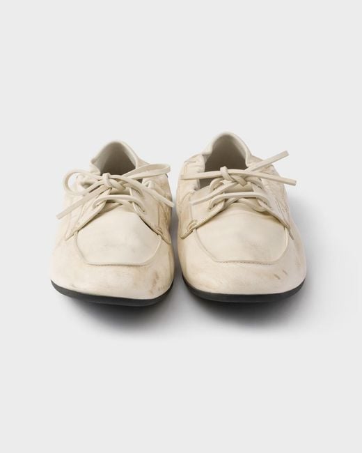 Prada White Bow Detail Lace-Up Shoes