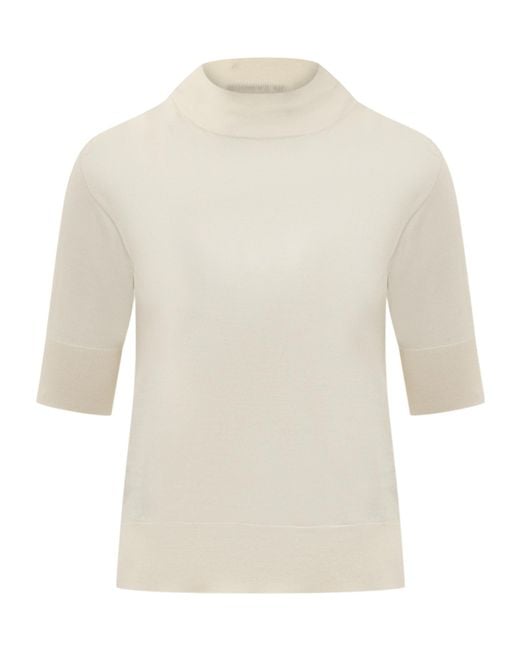 Jil Sander White Mock-Neck Knitted Top