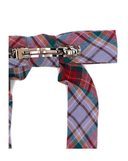 Vivienne Westwood Blue Rtw Tartan Bow Hair Clip