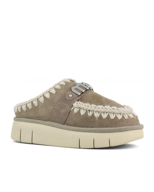 Mou Gray Sheepskin Clog Sandals