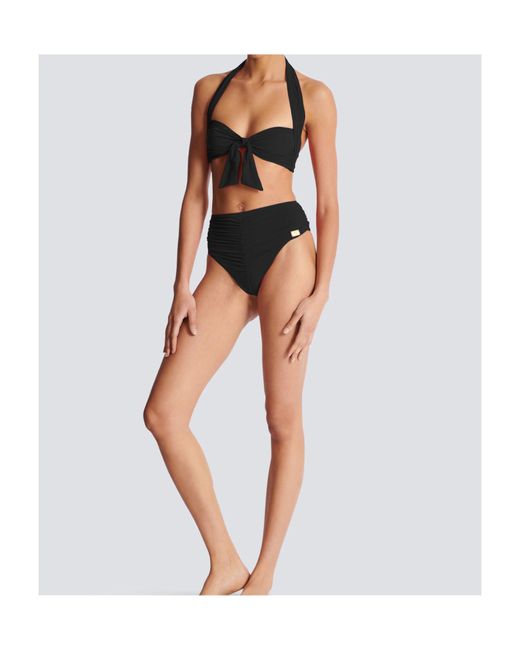 Balmain Black Plain Two Piece Swimsuit