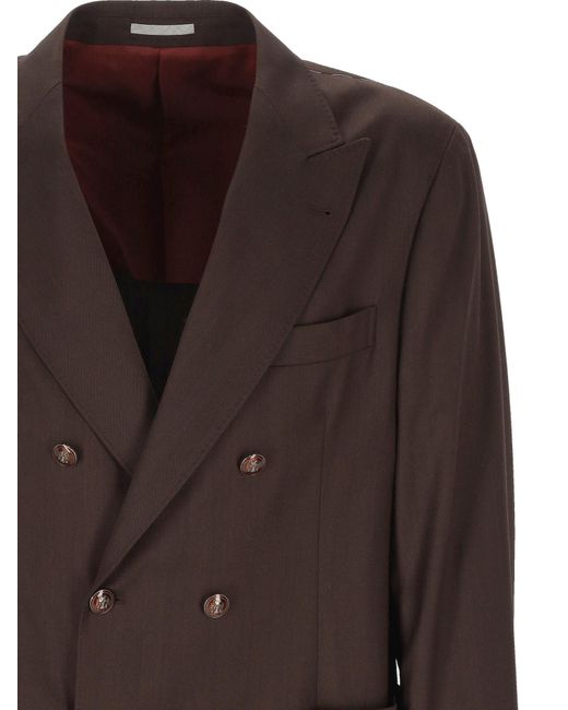 Brunello Cucinelli Brown Virgin-Wool Blazer for men