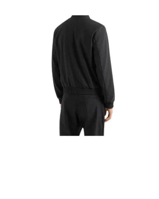 Emporio Armani Black Stand-Neck Zipper Jacket for men