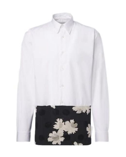 Dries Van Noten White Paneled Cotton Poplin Shirt for men