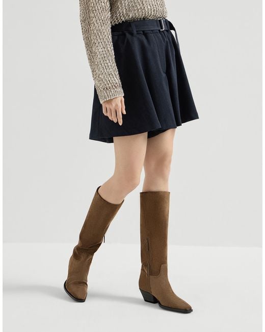 Brunello Cucinelli Blue Monili Chevron Shorts