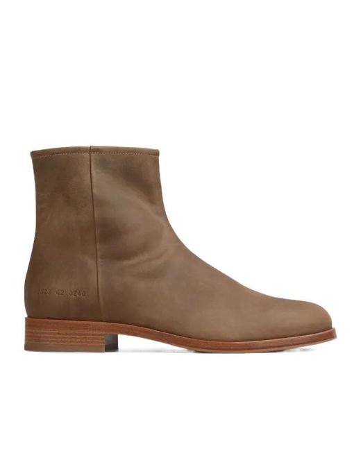 Common Projects Brown Waxed Suede Side-Zip Boots for men