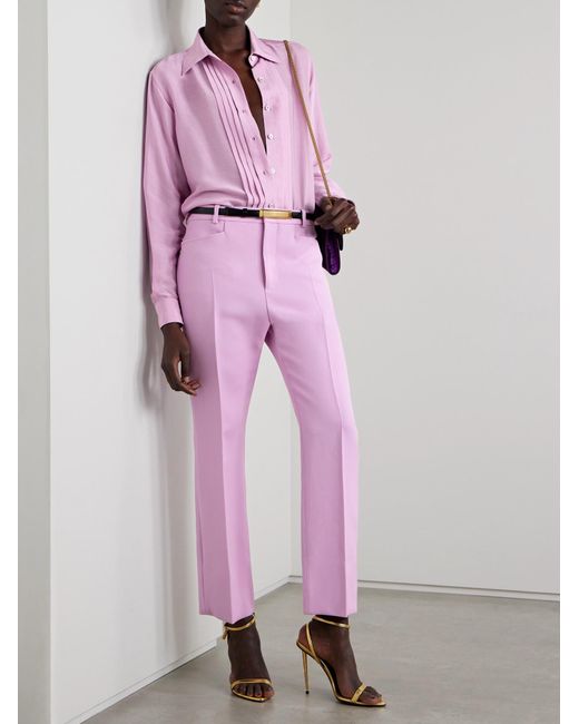 Tom Ford Purple Wool Blend Casual Pants