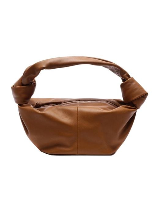 Bottega Veneta Brown Mini Double Knot Zipper Handbag