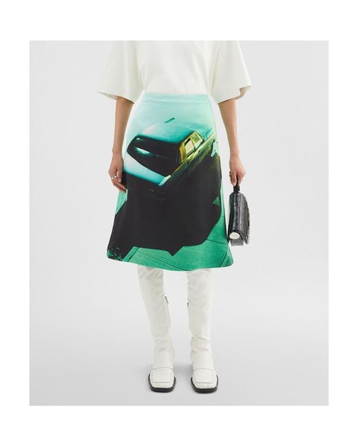 Jil Sander Green Printed Skirt