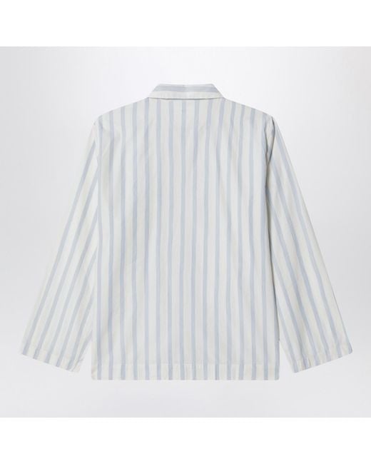 Tekla White Striped Pajama Shirt for men