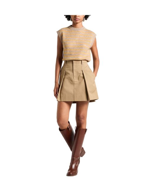 Brunello Cucinelli Natural Solid-Color Flared Skirt