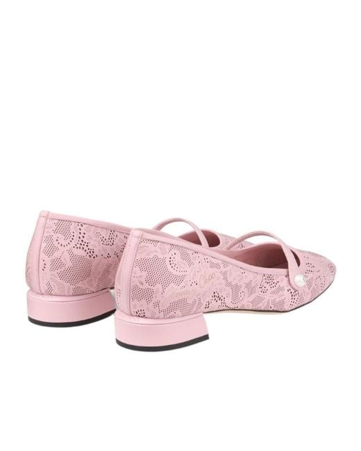 Jimmy Choo Pink Elisa Perforated Ballerina Pumps