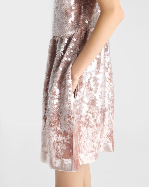 Prada Pink Sequined Velvet Mini-Dress