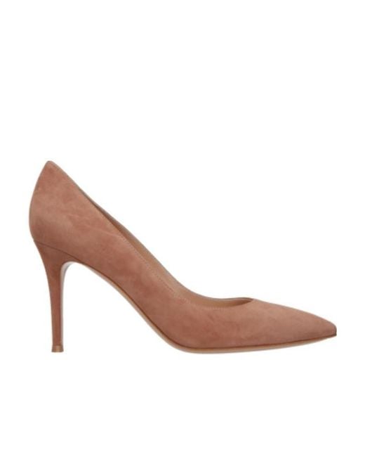Gianvito Rossi Brown Pointed-Toe Heeled Pumps